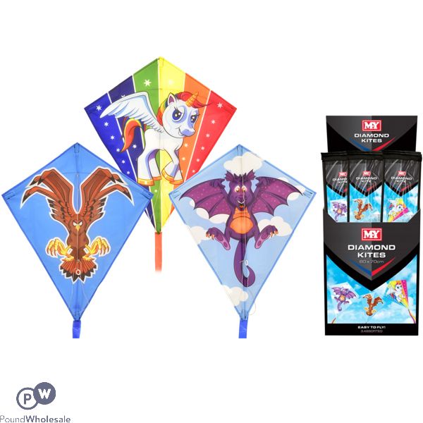My Character Nylon Diamond Kites 60cm X 70cm Cdu Assorted