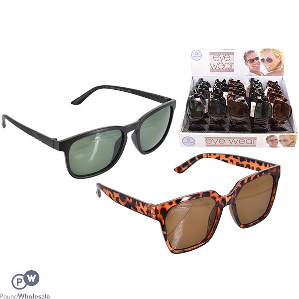 Adults Plastic Frame Sunglasses Cdu Assorted Colours