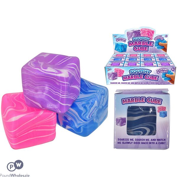 Squishy Marble Cube Squish Toy 5cm Cdu Assorted Colours