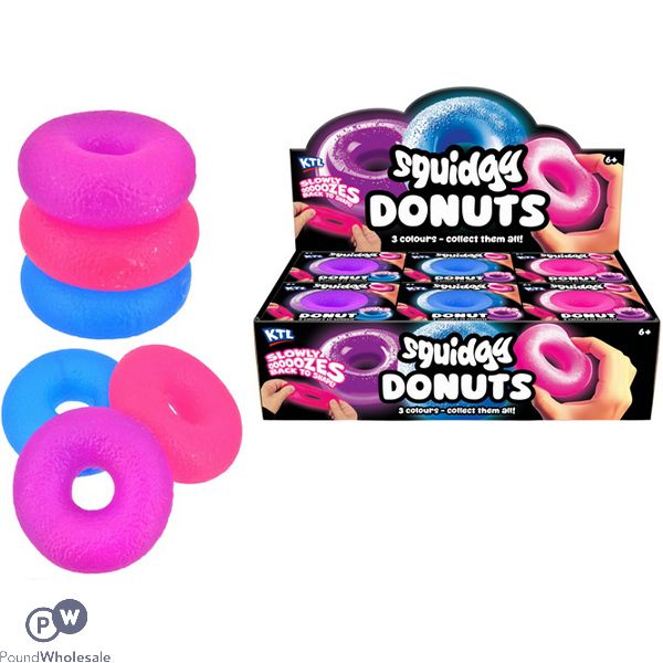 Squidgy Donuts Squish Toy 7.8cm Cdu Assorted Colours