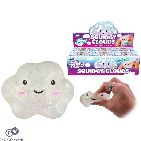 Sparkly Glitter Squidgy Cloud Squish Toy 8.1cm Cdu