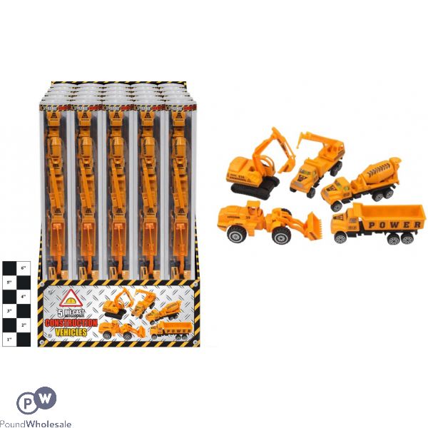 Die Cast 5 Piece Vehicle Construction In Pvc Tube