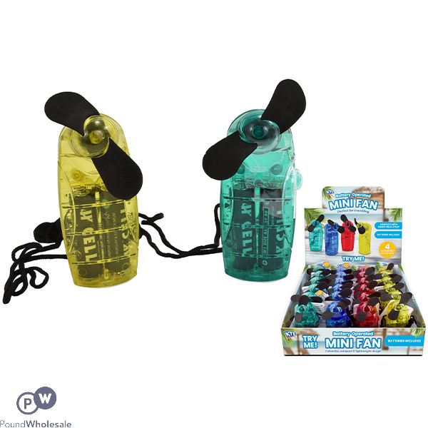 Neck Strap Battery Operated Mini Fan CDU Assorted Colours