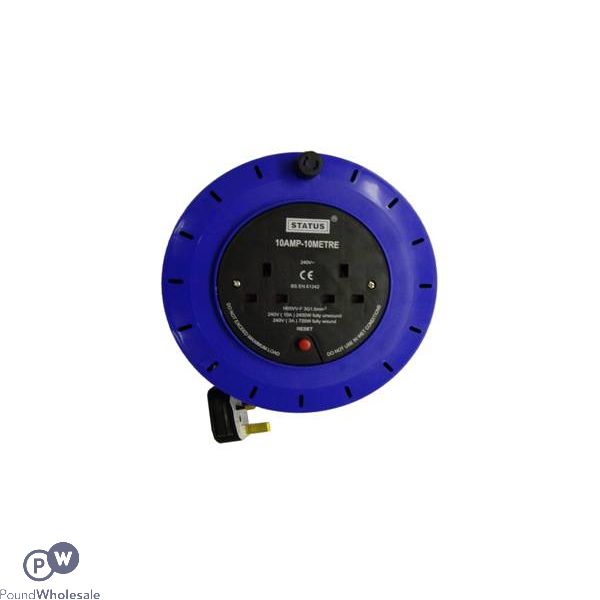 STATUS 2 SOCKET 10AMP EXTENSION CABLE REEL 10M