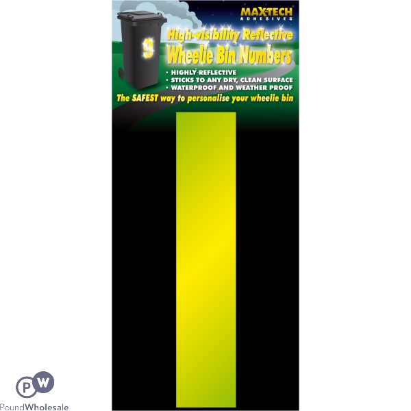 Adhesive Hi Vis Luminous Yellow Wheelie Bin Number 1