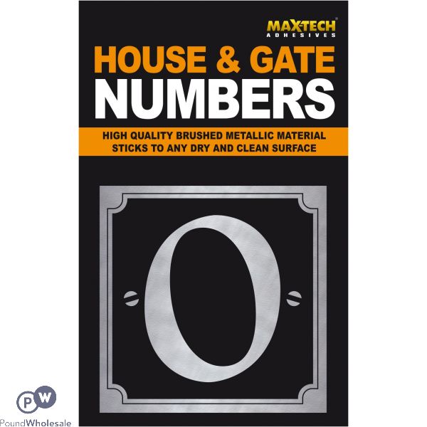 Adhesive House And Gate Number Black With Silver Number 0