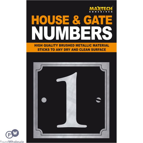 Adhesive House And Gate Number Black With Silver Number 1