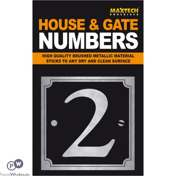 Adhesive House And Gate Number Black With Silver Number 2