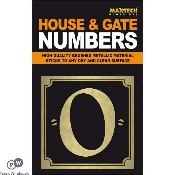 Adhesive House And Gate Number Black With Gold Number 0