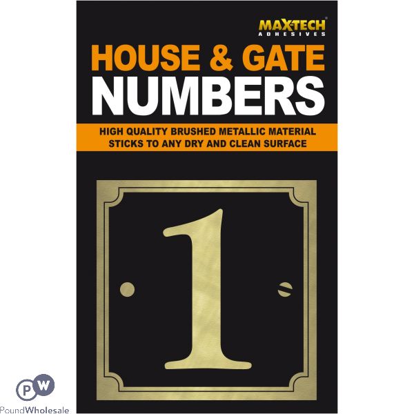 Adhesive House And Gate Number Black With Gold Number 1