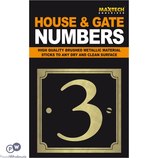 ADHESIVE HOUSE AND GATE NUMBER BLACK WITH GOLD NUMBER 3