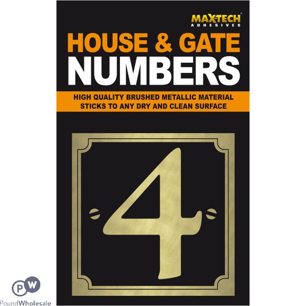 Adhesive House And Gate Number Black With Gold Number 4