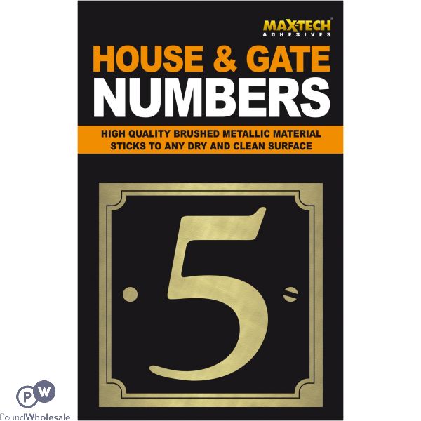 ADHESIVE HOUSE AND GATE NUMBER BLACK WITH GOLD NUMBER 5