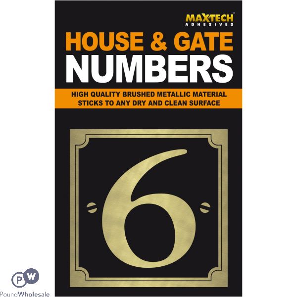 Adhesive House And Gate Number Black With Gold Number 6