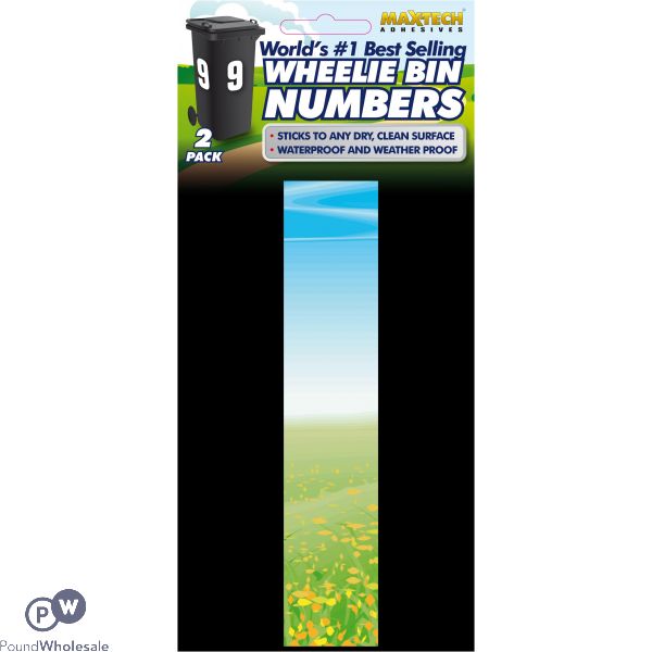 2pk Adhesive Meadow Wheelie Bin Number 1