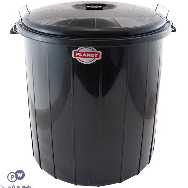 Planet No 3 Black Locked Dustbin 50l