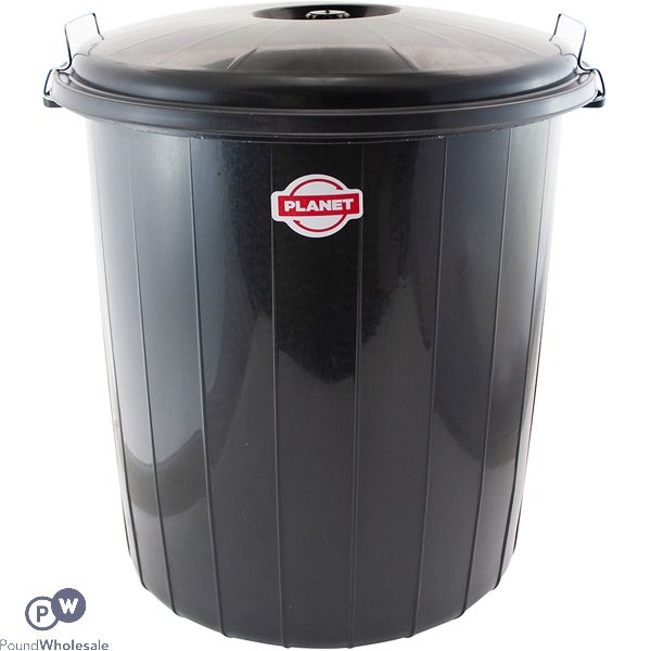 Planet No 4 Black Locked Dustbin 70l