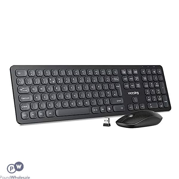 VICTSING BLACK WIRELESS KEYBOARD & MOUSE SET