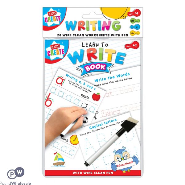 KIDS CREATE EDUCATIONAL A5 20 WRITE WIPE CLEAN SHEETS WITH PEN