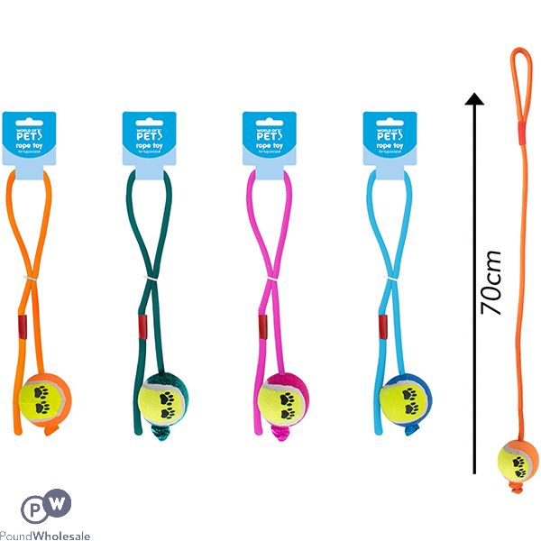 World Of Pets Dog Tug Toy Assorted Colours 70cm