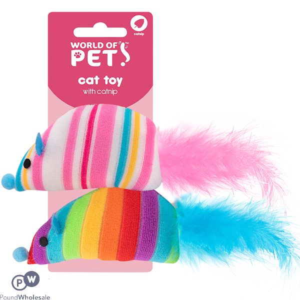 World Of Pets Catnip Rainbow Mouse Cat Toy Assorted Colours