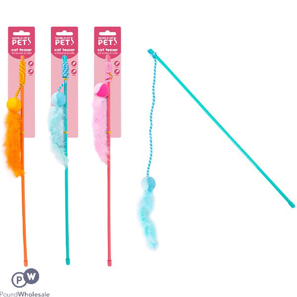 World Of Pets Plush Teaser Cat Toy 55cm Assorted Colours