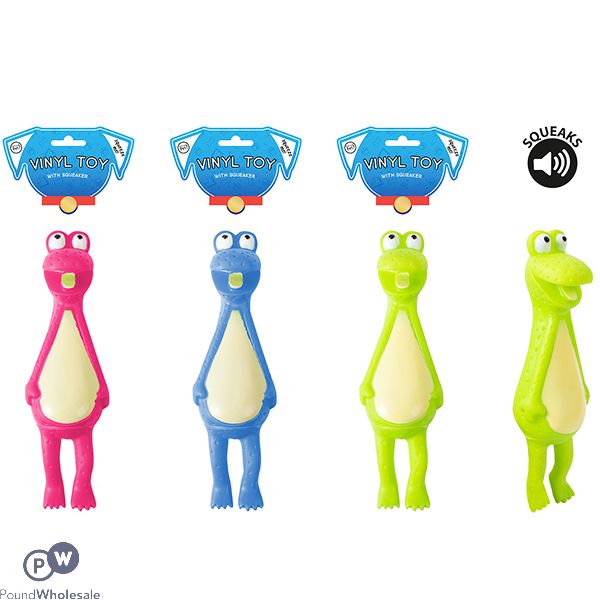 World Of Pets Vinyl Squeaky Frog Dog Toy Assorted Colours