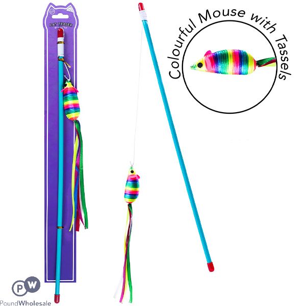 World Of Pets Colourful Mouse With Tassels Teaser Cat Toy