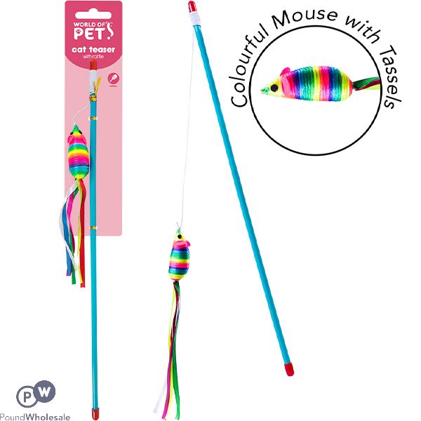 World Of Pets Colourful Mouse With Tassels Teaser Cat Toy
