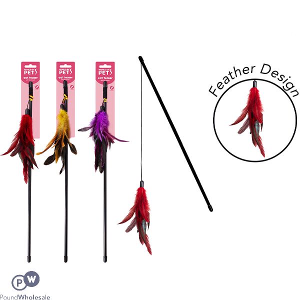 World Of Pets Feather Teaser Cat Toy Assorted Colours