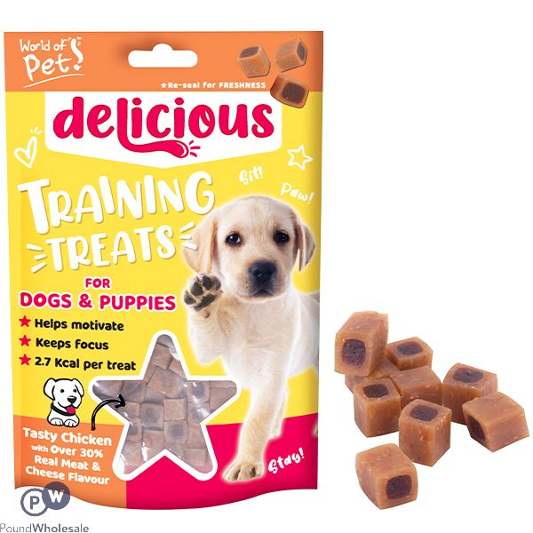 WORLD OF PETS CHICKEN & CHEESE DOG TRAINING TREATS 80G