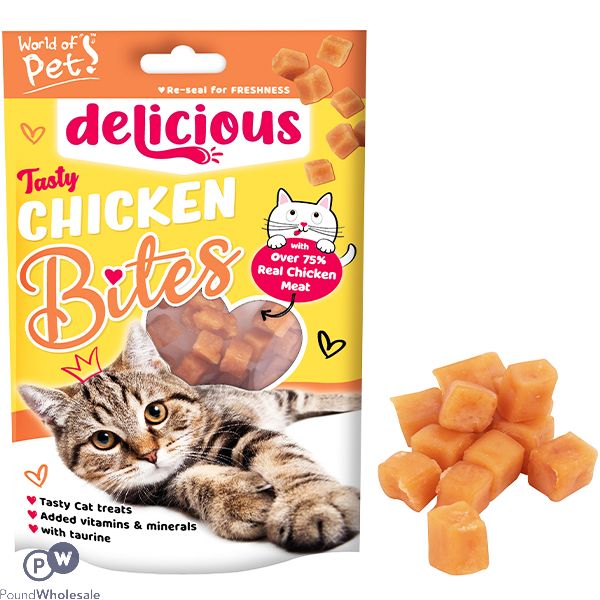 WORLD OF PETS TASTY CHICKEN BITES CAT TREATS 80G