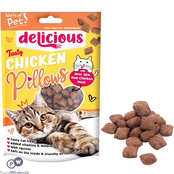 World Of Pets Tasty Chicken Pillows Cat Treats 80g