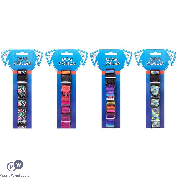 WORLD OF PETS PATTERNED DOG COLLAR ASSORTED COLOURS 30CM-50CM