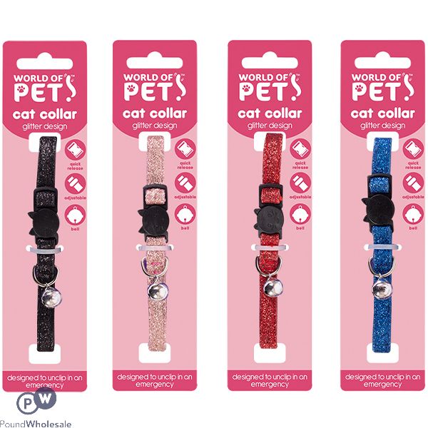 World Of Pets Glitter Car Collar 20cm-30cm Assorted Colours