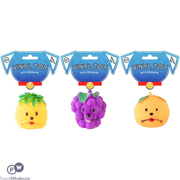World Of Pets Vinyl Squeaky Fruit Dog Toy Assorted