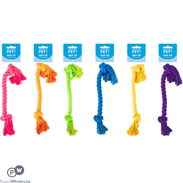 World Of Pets Double Knot Rope Tug Dog Toy 36cm Assorted Colours