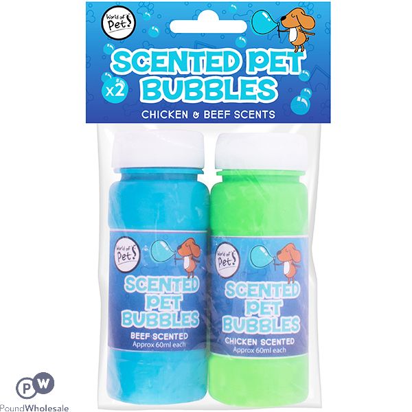 World Of Pets Chicken & Beef Scented Pet Bubbles 60ml 2 Pack