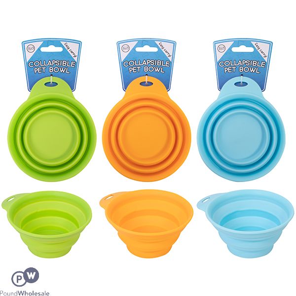 WORLD OF PETS COLLAPSIBLE PET BOWL ASSORTED COLOURS