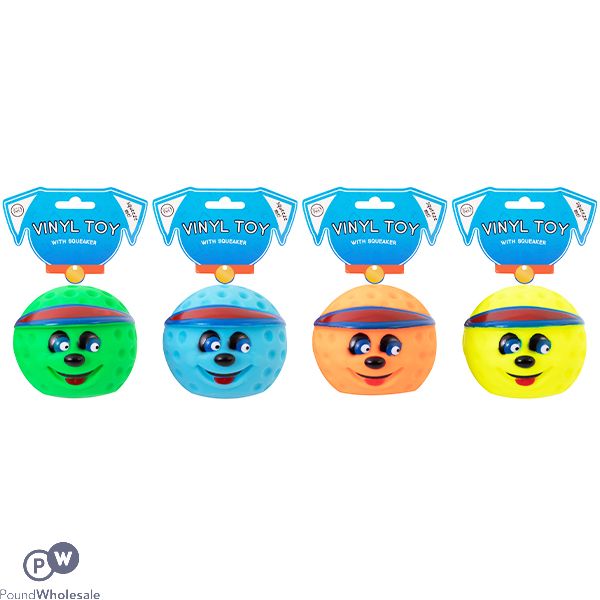 WORLD OF PETS VINYL SQUEAKY GOLF BALL DOG TOY 7CM ASSORTED COLOURS