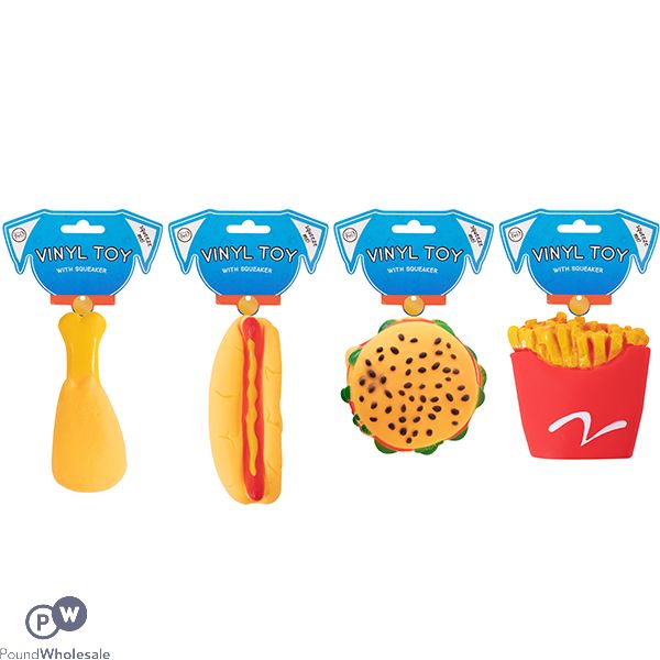 WORLD OF PETS VINYL SQUEAKY TAKEAWAY FOOD DOG TOY ASSORTED