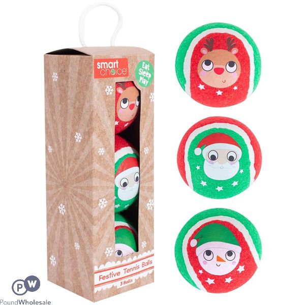 Smart Choice Assorted Christmas Festive Tennis Balls 3 Pack