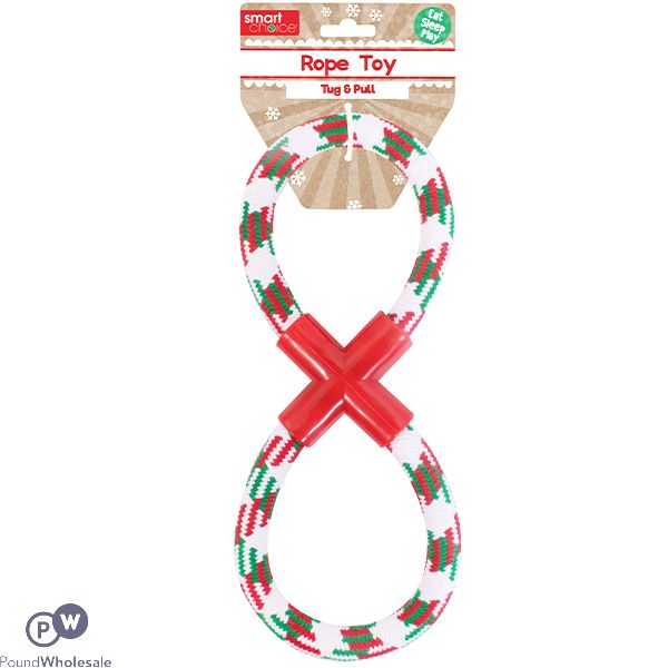 Smart Choice Christmas Figure Of 8 Rope Tug Dog Toy 25cm