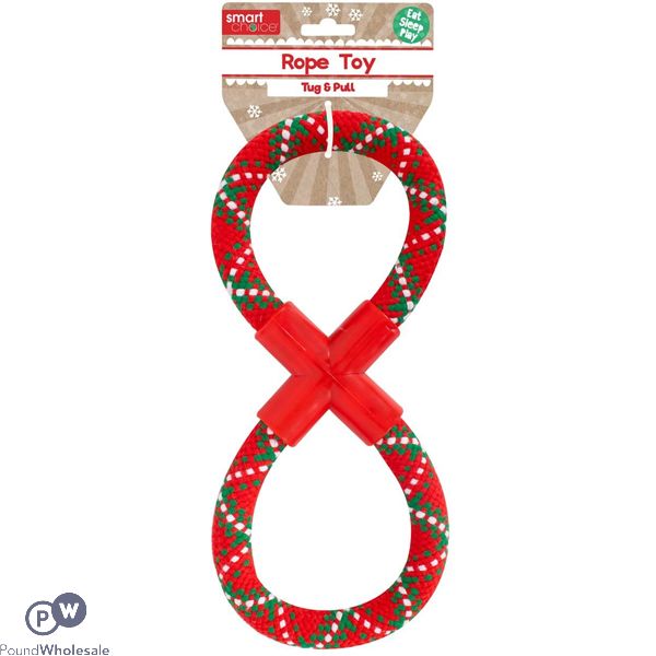 Smart Choice Christmas Figure Of 8 Rope Tug Dog Toy 25cm