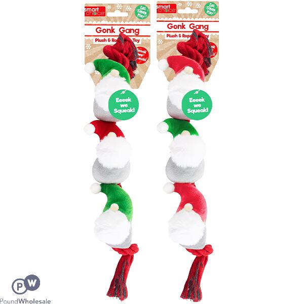 Smart Choice Christmas Plush Rope Gonk Gang Dog Toy 44cm Assorted Colours