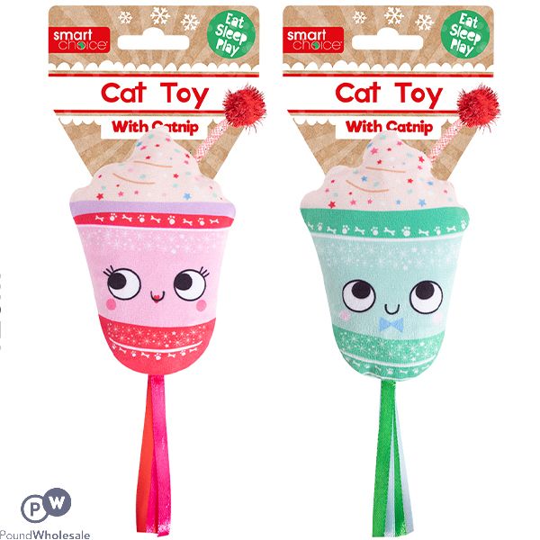 Smart Choice Crinkle Plush Catnip Christmas Hot Chocolate Cat Toy Assorted