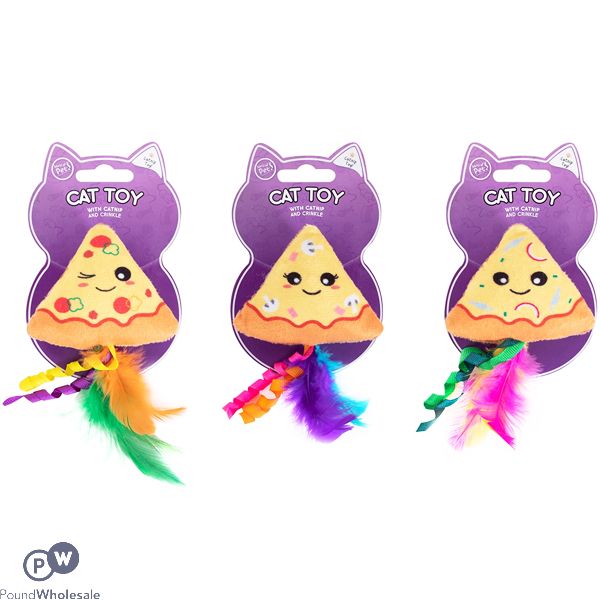 World Of Pets Catnip Feathers Pizza Cat Toy Assorted