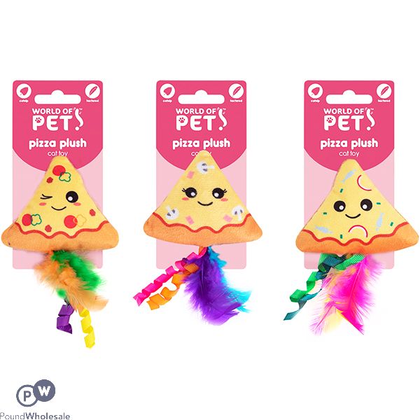 World Of Pets Catnip Feathers Pizza Cat Toy Assorted
