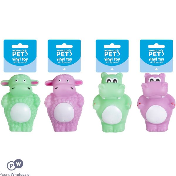 World Of Pets Squeaky Vinyl Animal Dog Toy 12cm Assorted Colors