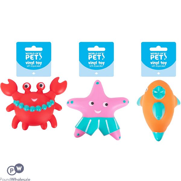 World Of Pets Squeaky Vinyl Sea Animal Dog Toy Assorted